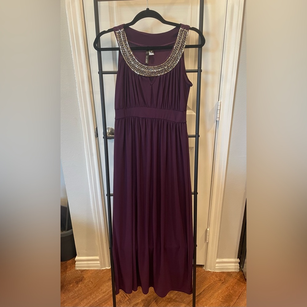 Long purple beaded dress sleeveless